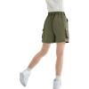 imageRolanko Girls Cargo Shorts Lightweight Parachute Short Pants with Pockets Summer Cargo Shorts for Kids Casual Hiking SportsGreen