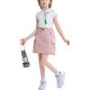 imageRolanko Girls Cargo Skirt Parachute Shorts Skirt with Pockets Summer Kids Skirt Casual Beach Hiking 513YPink
