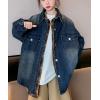 imageRolanko Girls Denim Shirt Oversized Button Down Shacket Long Sleeve Jean Shirt Fall Jacket Tops with Pocket 516 YearsA1dark Blue