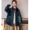 imageRolanko Girls Denim Shirt Oversized Button Down Shacket Long Sleeve Jean Shirt Fall Jacket Tops with Pocket 516 YearsA1dark Blue