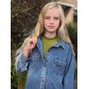 imageRolanko Girls Denim Shirt Oversized Button Down Shacket Long Sleeve Jean Shirt Fall Jacket Tops with Pocket 516 YearsA2midblue