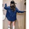 imageRolanko Girls Denim Shirt Oversized Button Down Shacket Long Sleeve Jean Shirt Fall Jacket Tops with Pocket 516 YearsA2midblue