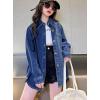imageRolanko Girls Denim Shirt Oversized Button Down Shacket Long Sleeve Jean Shirt Fall Jacket Tops with Pocket 516 YearsA2midblue