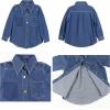 imageRolanko Girls Denim Shirt Oversized Button Down Shacket Long Sleeve Jean Shirt Fall Jacket Tops with Pocket 516 YearsA2midblue