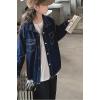imageRolanko Girls Denim Shirt Oversized Button Down Shacket Long Sleeve Jean Shirt Fall Jacket Tops with Pocket 516 YearsA4blue Line