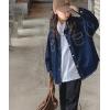 imageRolanko Girls Denim Shirt Oversized Button Down Shacket Long Sleeve Jean Shirt Fall Jacket Tops with Pocket 516 YearsA4blue Line