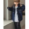 imageRolanko Girls Denim Shirt Oversized Button Down Shacket Long Sleeve Jean Shirt Fall Jacket Tops with Pocket 516 YearsA4blue Line