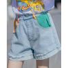 imageRolanko Girls Denim Shorty Shorts Elastic Waist Kids Summer Jean Shorts 414 YearsA5crimping