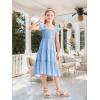 imageRolanko Girls Ruffle Sleeve Dress with Pockets Midi Swing Smocked Dresses for Kids Casual Party 512 YearsBlue