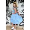 imageRolanko Girls Ruffle Sleeve Dress with Pockets Midi Swing Smocked Dresses for Kids Casual Party 512 YearsBlue