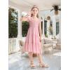 imageRolanko Girls Ruffle Sleeve Dress with Pockets Midi Swing Smocked Dresses for Kids Casual Party 512 YearsPink