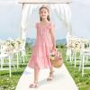 imageRolanko Girls Ruffle Sleeve Dress with Pockets Midi Swing Smocked Dresses for Kids Casual Party 512 YearsPink
