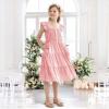 imageRolanko Girls Ruffle Sleeve Dress with Pockets Midi Swing Smocked Dresses for Kids Casual Party 512 YearsPink