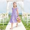 imageRolanko Girls Ruffle Sleeve Dress with Pockets Midi Swing Smocked Dresses for Kids Casual Party 512 YearsPurple