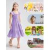 imageRolanko Girls Ruffle Sleeve Dress with Pockets Midi Swing Smocked Dresses for Kids Casual Party 512 YearsPurple