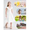 imageRolanko Girls Ruffle Sleeve Dress with Pockets Midi Swing Smocked Dresses for Kids Casual Party 512 YearsWhite