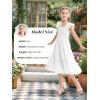 imageRolanko Girls Ruffle Sleeve Dress with Pockets Midi Swing Smocked Dresses for Kids Casual Party 512 YearsWhite