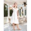 imageRolanko Girls Ruffle Sleeve Dress with Pockets Midi Swing Smocked Dresses for Kids Casual Party 512 YearsWhite