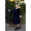 imageRolanko Girls Velvet Fall Dress Square Neck Puff Long Sleeve Christmas Party Dress Kids with Pockets 512 YBlue
