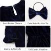 imageRolanko Girls Velvet Fall Dress Square Neck Puff Long Sleeve Christmas Party Dress Kids with Pockets 512 YBlue
