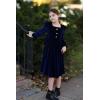 imageRolanko Girls Velvet Fall Dress Square Neck Puff Long Sleeve Christmas Party Dress Kids with Pockets 512 YBlue
