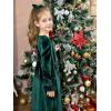 imageRolanko Girls Velvet Fall Dress Square Neck Puff Long Sleeve Christmas Party Dress Kids with Pockets 512 YGreen