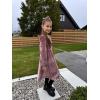 imageRolanko Girls Velvet Fall Dress Square Neck Puff Long Sleeve Christmas Party Dress Kids with Pockets 512 YPink