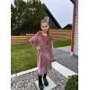 imageRolanko Girls Velvet Fall Dress Square Neck Puff Long Sleeve Christmas Party Dress Kids with Pockets 512 YPink