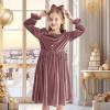 imageRolanko Girls Velvet Fall Dress Square Neck Puff Long Sleeve Christmas Party Dress Kids with Pockets 512 YPink