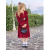 imageRolanko Girls Velvet Fall Dress Square Neck Puff Long Sleeve Christmas Party Dress Kids with Pockets 512 YRed