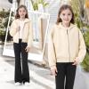 imageRolanko Girls Zip Up Hoodies Cropped Sweatshirts Long Sleeve Jackets with Pockets Kids Tops Clothes 715 YearsApricot