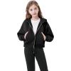 imageRolanko Girls Zip Up Hoodies Cropped Sweatshirts Long Sleeve Jackets with Pockets Kids Tops Clothes 715 YearsBlack