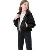 imageRolanko Girls Zip Up Hoodies Cropped Sweatshirts Long Sleeve Jackets with Pockets Kids Tops Clothes 715 YearsBlack