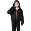 imageRolanko Girls Zip Up Hoodies Cropped Sweatshirts Long Sleeve Jackets with Pockets Kids Tops Clothes 715 YearsBlack