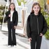 imageRolanko Girls Zip Up Hoodies Cropped Sweatshirts Long Sleeve Jackets with Pockets Kids Tops Clothes 715 YearsBlack