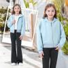 imageRolanko Girls Zip Up Hoodies Cropped Sweatshirts Long Sleeve Jackets with Pockets Kids Tops Clothes 715 YearsBlue