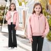 imageRolanko Girls Zip Up Hoodies Cropped Sweatshirts Long Sleeve Jackets with Pockets Kids Tops Clothes 715 YearsPink