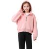 imageRolanko Girls Zip Up Hoodies Cropped Sweatshirts Long Sleeve Jackets with Pockets Kids Tops Clothes 715 YearsPink