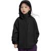 imageRolanko Boys Girls Waterproof Windbreaker Hooded Jacket Lightweight Raincoats for Kids Outdoor Rain JacketBlack