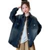 imageRolanko Girls Denim Shirt Oversized Button Down Shacket Long Sleeve Jean Shirt Fall Jacket Tops with Pocket 516 YearsA1dark Blue