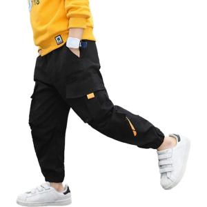 imageRolanko Boys Cargo Pants Casual Kids Joggers Elastic Waist Outdoor Hiking Baggy Trousers 414 YearsBblack