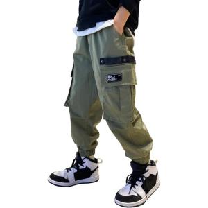 imageRolanko Boys Cargo Pants Casual Kids Joggers Elastic Waist Outdoor Hiking Baggy Trousers 414 YearsE1green