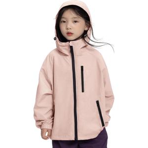imageRolanko Boys Girls Waterproof Windbreaker Hooded Jacket Lightweight Raincoats for Kids Outdoor Rain JacketPink