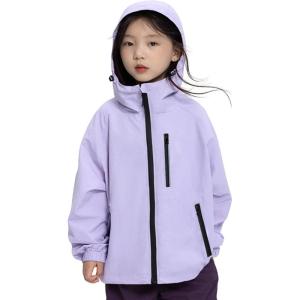 imageRolanko Boys Girls Waterproof Windbreaker Hooded Jacket Lightweight Raincoats for Kids Outdoor Rain JacketPurple