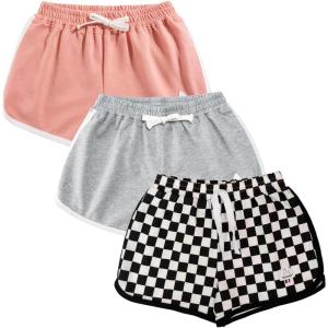 imageRolanko Girls Active Dolphin Shorts for Girls 3 Packs Kids Bike Running Summer Beach Athletic Sports 414 YearsB2pinkgreyblack Plaid
