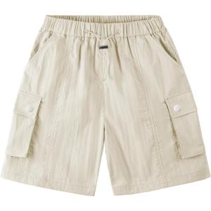 imageRolanko Girls Cargo Shorts Lightweight Parachute Short Pants with Pockets Summer Cargo Shorts for Kids Casual Hiking SportsBeige