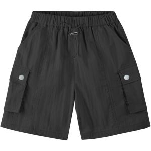 imageRolanko Girls Cargo Shorts Lightweight Parachute Short Pants with Pockets Summer Cargo Shorts for Kids Casual Hiking SportsBlack