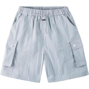 imageRolanko Girls Cargo Shorts Lightweight Parachute Short Pants with Pockets Summer Cargo Shorts for Kids Casual Hiking SportsGreyblue