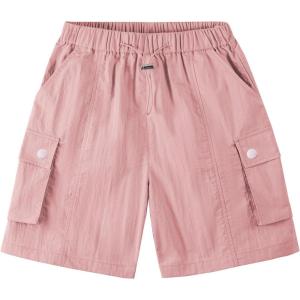 imageRolanko Girls Cargo Shorts Lightweight Parachute Short Pants with Pockets Summer Cargo Shorts for Kids Casual Hiking SportsPink
