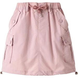 imageRolanko Girls Cargo Skirt Parachute Shorts Skirt with Pockets Summer Kids Skirt Casual Beach Hiking 513YPink